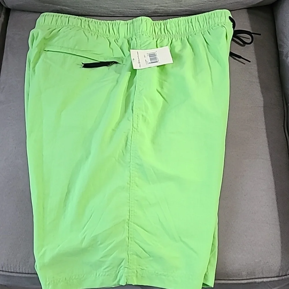 Vtg Polo Ralph Lauren swim trunks light lime green 3 pockets men's‎ M NWT
